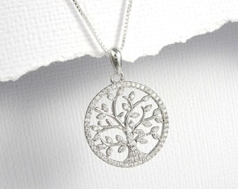 Tree of Life Necklace, Gift for Mom, Gift for Grandma, Gift for Grandmother, Sterling Silver Tree of Life Necklace