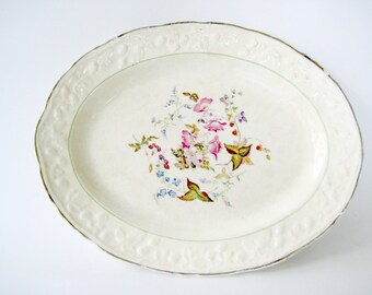 Vintage China, Vintage Floral Platter, Oval Floral Platter, Decorative Platter, Vintage Floral Oval Platter