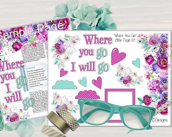 Printable "Ruth" Bible Journaling Page Kit -Complete kit for Bible Pages or Journals. Fits all Journaling Bibles.