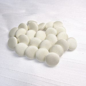Alabaster White: 7/16" (11mm) Fabric-Covered Pad Shank Buttons - Set of 25 New / Unused Matching Buttons