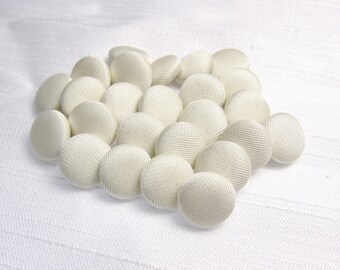 Alabaster White: 7/16" (11mm) Fabric-Covered Pad Shank Buttons - Set of 25 New / Unused Matching Buttons