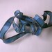 Silk Fairy Ribbons - Hand Dyed Painted Habotai Silk Wrap Bracelet - navy azure blue with copper bubbles - DIY Bracelet - Jewelry Supply