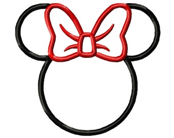 5 Sizes Minnie Mouse Applique Design Disney Design Minnie Mouse Embroidery Design Head Applique Machine Embroidery Design - 5 Sizes