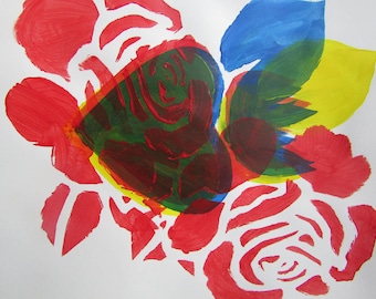 heart and flowers painting