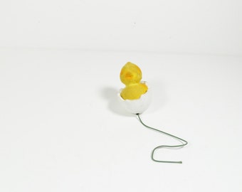 Vintage Flocked Chick - Floral Pick