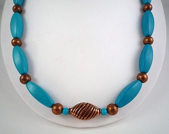 Turquoise Necklace Gemstone Necklace Turquoise Copper Necklace Copper Turquoise Necklace Blue Turquoise Strand Turquoise Bead Necklace