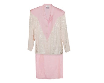 Mother of the Bride Dress by Francesca of Damon, Pink Dress, 80s Vintage, Size 14, Summer Wedding, Spring, Top & A-line Skirt