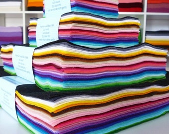 Rainbow felt stack - 45 colours of wool blend felt