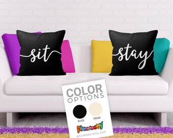 Sit & Stay Pillows | Housewarming Gift | Pillow | Cushion | Outdoor Pillow | Sofa Pillow | Pet Pillow | Cute Pillow | Dog Pillow | Throw