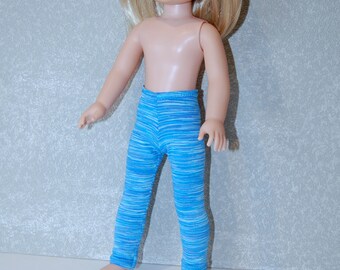 Leggings handmade for 14.5 inch Wellie Wishers tkct1129 Light blue stripes READY TO SHIP