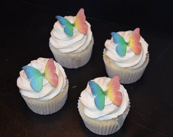 Rainbow Edible Butterfly Cupcake and Cake Accents