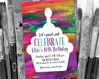 Cupcake Painting Party Birthday Invitation