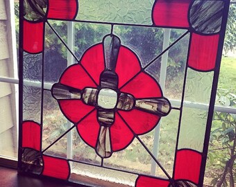 Smokey Rose Art Glass Window