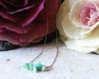 Amazonite Chip Necklace / Amazonite Gemstone Necklace/ Crystal Necklace/ Natural Crystal Necklace/ Healing Necklace