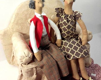 Grandmother doll tilda style doll grandfather doll funny doll gift to grama family doll Family portrait dolls MADE TO ORDER littesbyBella