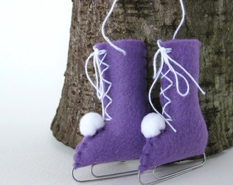 Felt Ice Skates Ornament Violet Puple Eco-Friendly Recycled olyteam