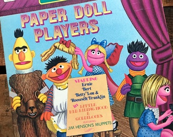 Sesame Street Paper Doll Players Book - Unused, Uncut - Vintage Paper Doll Books, Children's Book, 1970s Whitman Book, Crafts for Children