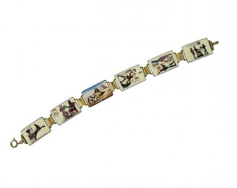 1920s Enamel Egyptian Revival Vintage Bracelet