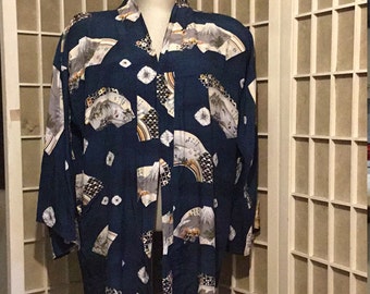 1970s Japanese Open Kimono Cardigan Wide Sleeves