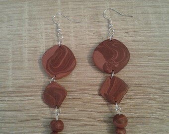 Brown square earrings