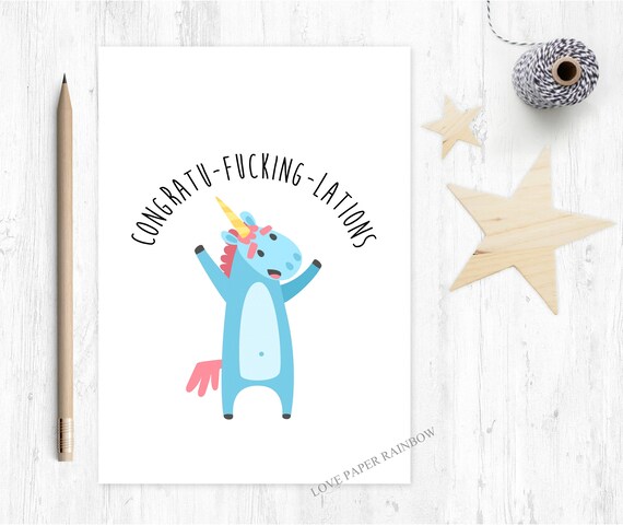 graduation card funny congrats card well done unicorn rude greeting card pass driving test inappropriate congratulations card
