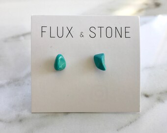 Turquoise Stone Studs // Semiprecious Stone Earrings