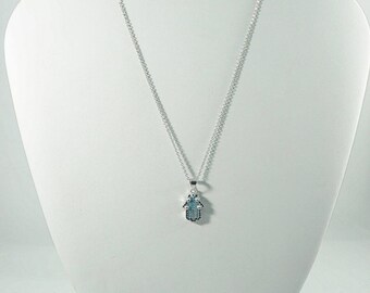 Stainless Steel Evil Eye SILVER Necklace. WHITE.