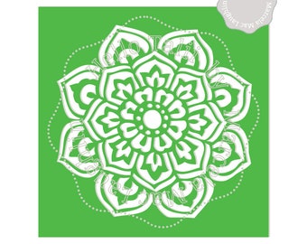 Flower Stencil MANDALA Svg Cut file + Clipart- DIGITAL Indian Flower Die Cut Arabesque DIY Stencil template Svg Dxf Studio3 Png Flower Decor