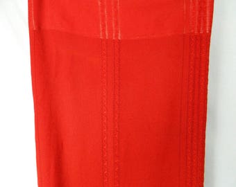 Very long bright red curtains - vintage.