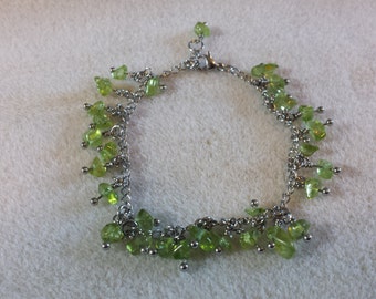 Genuine Peridot Chip Bracelet