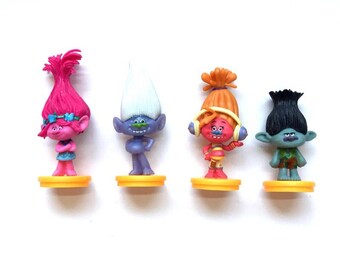 4 piece Trolls Cake toppers cupcake toppers trolls figures