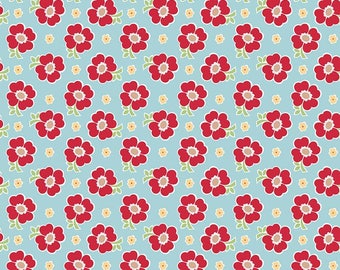 Bake Sale 2 Aqua Floral Fabric by Lori Holt for Riley Blake Fabrics