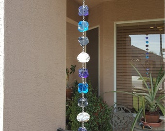 5 Ft - Blues and Geodes Rain chain
