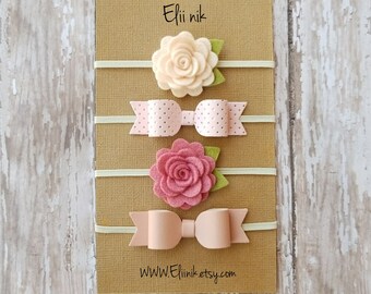 Baby headband set , flower headband, bow headband, baby bow headband, Newborn headband set, baby flower headband, set of 4 baby headband
