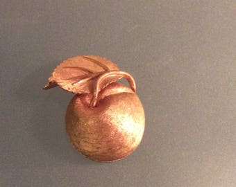 Vintage BSK Pin Brooch Gold Tone Apple