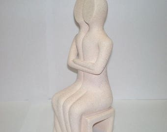 For Sale Sitting Twins Love Figure Cycladic Art - Beautiful Sculpture - Unique Gift