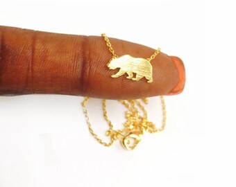 Tiny Gold or Silver "Cali Bear" Necklace, California Necklace - Dainty, Simple, Birthday Gift, Wedding Bridesmaid Gift