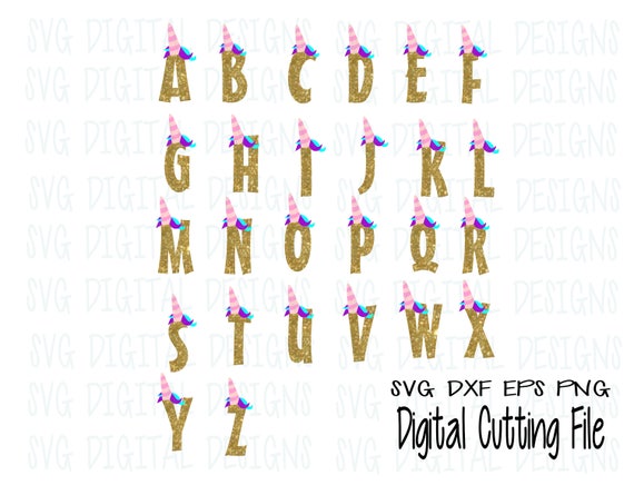 unicorn svg font cut files alphabet cutting letters svg dxf