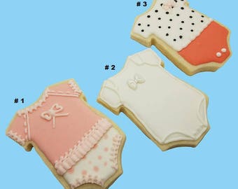 One Dozen (12) Custom Design Decorated Onesie Cookies - Baby shower, Baby birthday, Special occasion