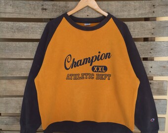 Rare! Vintage Champion Sweatshirt Big Logo Big Spell out Jumper Pullover 90s XL Size Rare Item