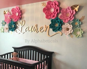 SHERRY Wooden Letters for Nursery Girl Boy Name Sign Wall Letters Wall Decor Wooden Nursery Decor Name Sign LARGE Script Alphabeticals