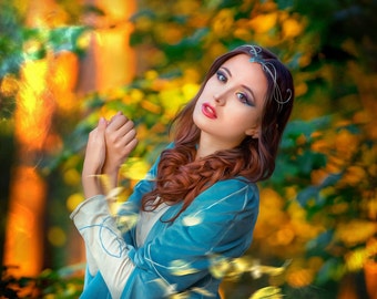 Elven dress Luthien Tinuviel, elvish dress, medieval dress, elvish wedding dress, elf cosplay, elven wedding dress, cosplay costume,