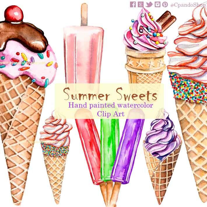 Download Watercolor Dessert Clip Art Ice Cream Clip Art Digital