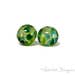 Greenery Sparkle Round Beads Artisan Lampwork Bead Pair - Free USA Shipping - Pantone Greenery - Pantone 2017 Color of the Year -Round Green