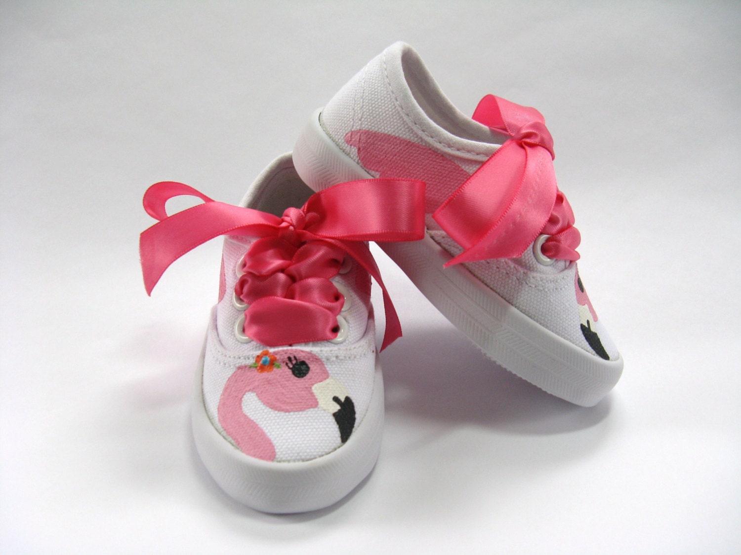 Pink Flamingo Shoes Hand Painted Bird Sneakers For Baby and