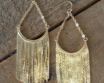 Box Chain Fringe Earrings
