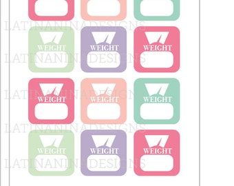 pastel weight tracker, scales, weight watcher, planner stickers, planning supplies, weighing stickers, kiss cut, happy planner, printed,