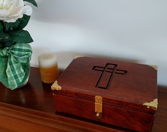 Bible Box, wedding box, new baby keepsake box, memory box, keepsake box, jewelry box, Cherry