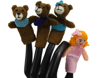 Goldilocks and the Three Bears Finger Puppet Set of 4 - Fair Trade from Peru