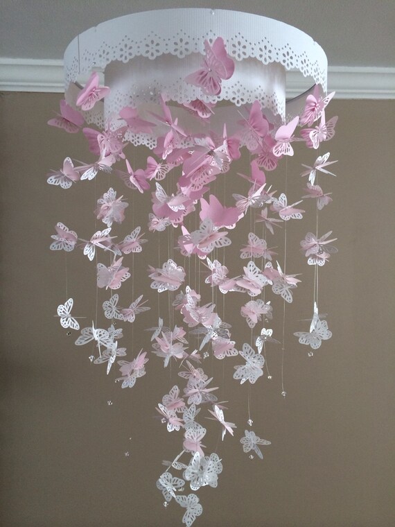 Butterfly mobile Baby lace pink mix size monacrh mobile girl